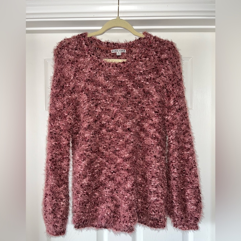 Maroon knit fuzzy sweater from Moral Fiber size XL